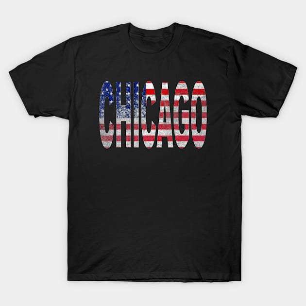 CHICAGO AMERICAN FLAG T-Shirt by DESIGNBOOK